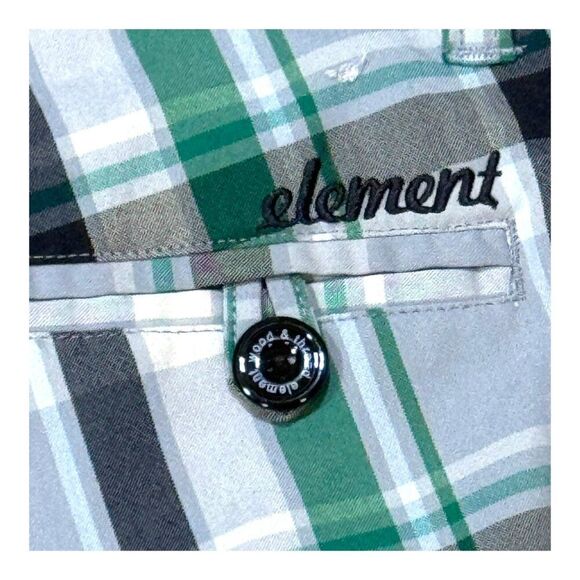 Element Plaid Bermuda Skateboarding Shorts Y2K 90’s Grunge Size 1 Blue Green - Picture 3 of 5